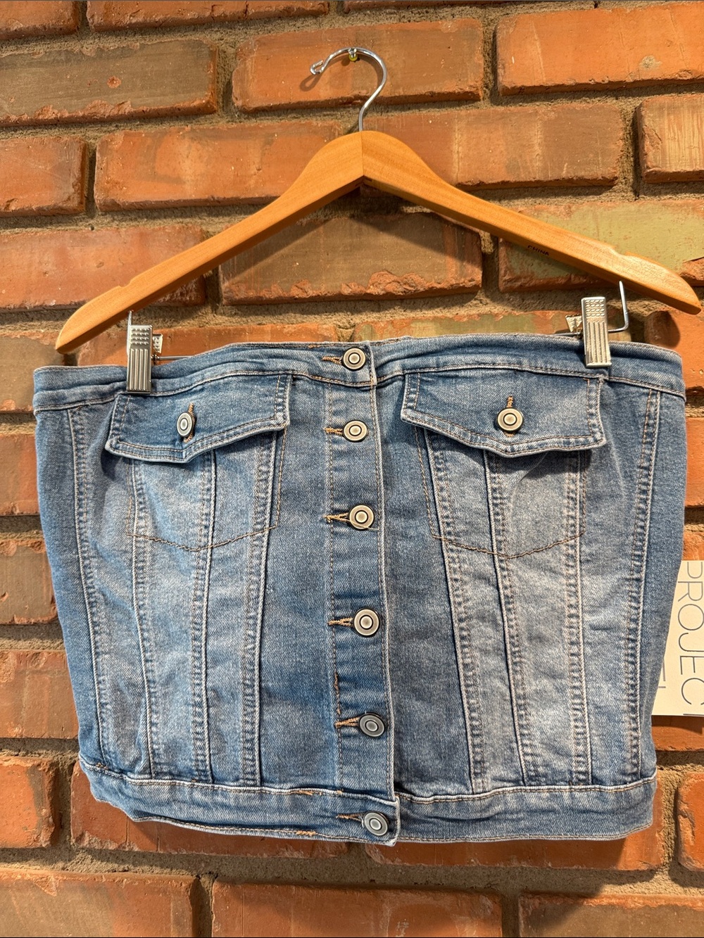 Denim Button-Front Tube Top corset top